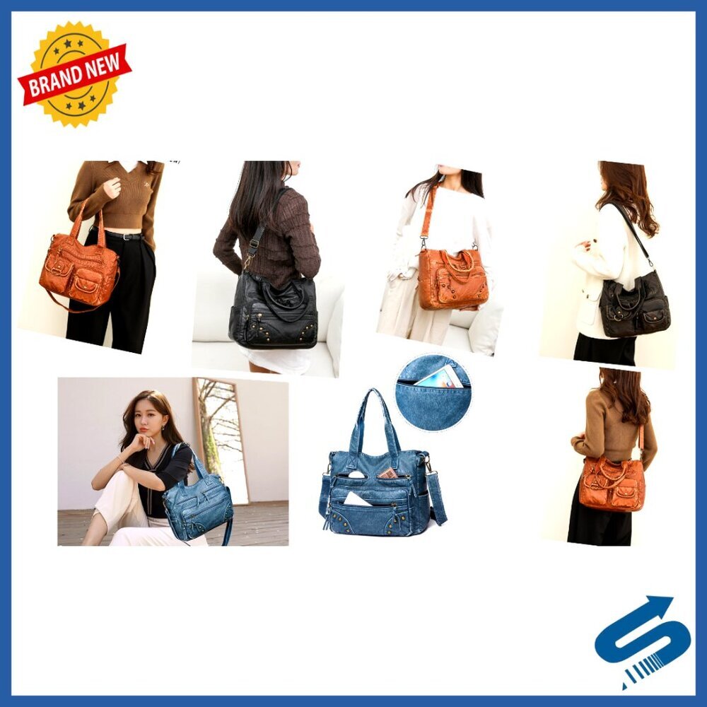 Medium Vegan Leather Hobo Satchel Purse with Adjustable Strap, Multi-Pocket - Picture 7 of 7